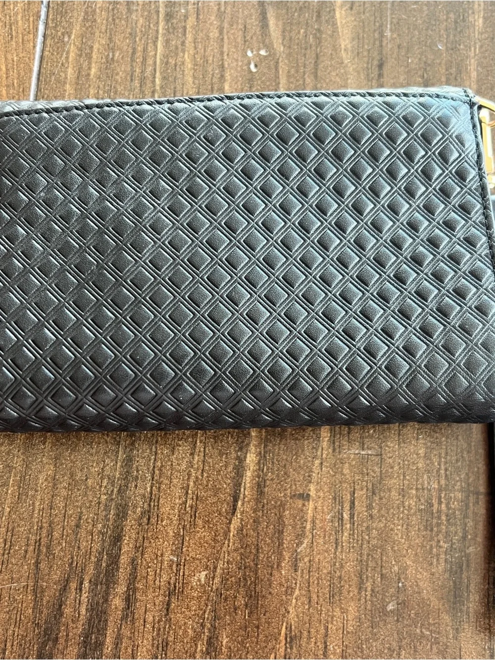 Tory Burch Black Marion embossed leather wristlet